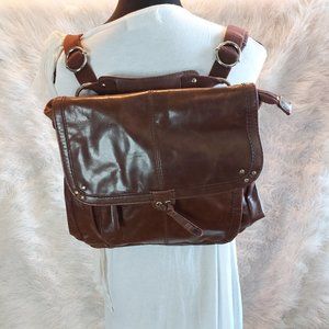 The SAK Brown Leather Backpack Convertible Purse